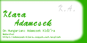 klara adamcsek business card